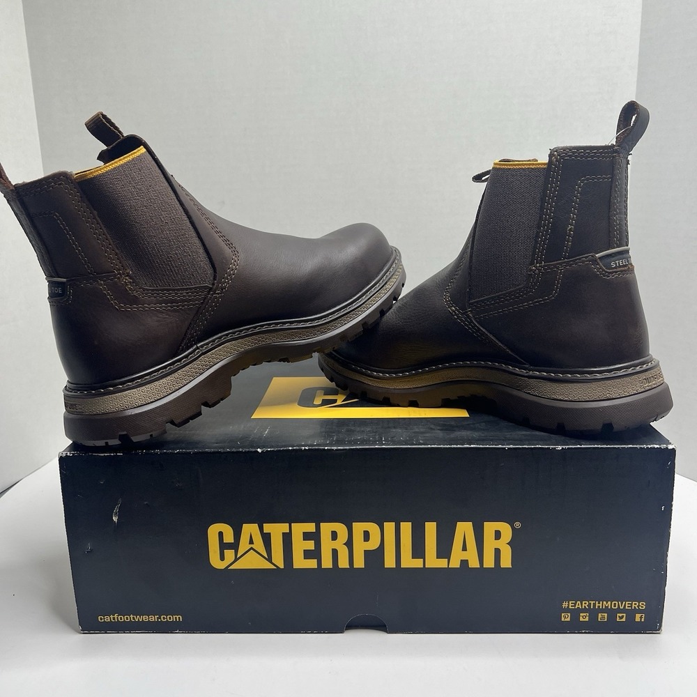 CAT Fairbanks Chelsea Steel Toe Mens 8 Dark Brown Work Boots P91224